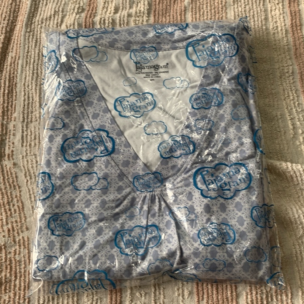 Pajamagram Naturally Nude Set (Small) Blue Geo Print - Picture 2 of 3
